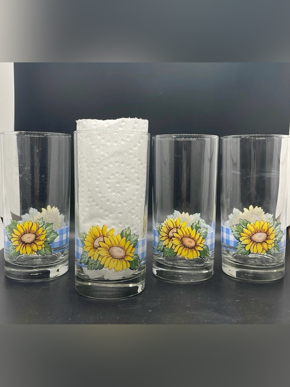 Vintage 90s Libby Sunflower Gingham 16 oz Drinking Glasses – Libbey Set of 4